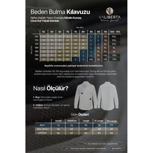 Nefes Alabilir Yarım Oversize Müslin Kumaş Uzun Kol Yakalı Erkek Gömlek - Lacivert