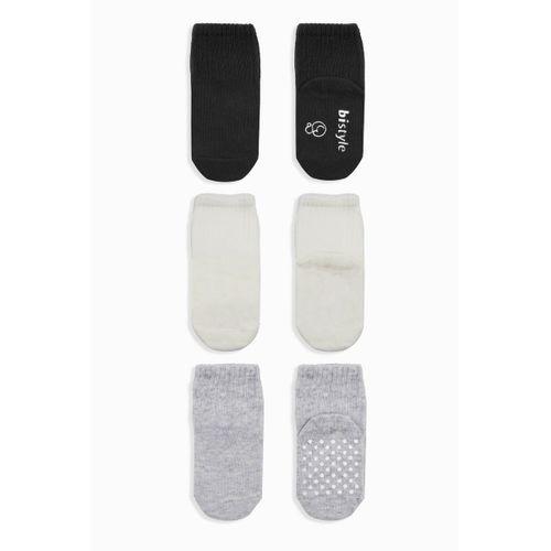 Bistyle Basic Kaymaz Penye Soket Çorap 3'Lü BS10106 Siyah Ekru Gri