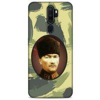 Oppo A9 2020 Kılıf Atatürk (17) Tasarım Kılıf Kamuflaj Koyu Yeşil