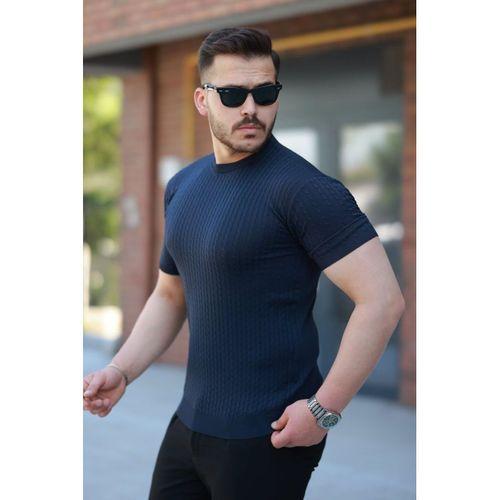 Erkek Bisiklet Yaka örgü Desenli Kısa örme Triko Kısa Kollu T-shirt