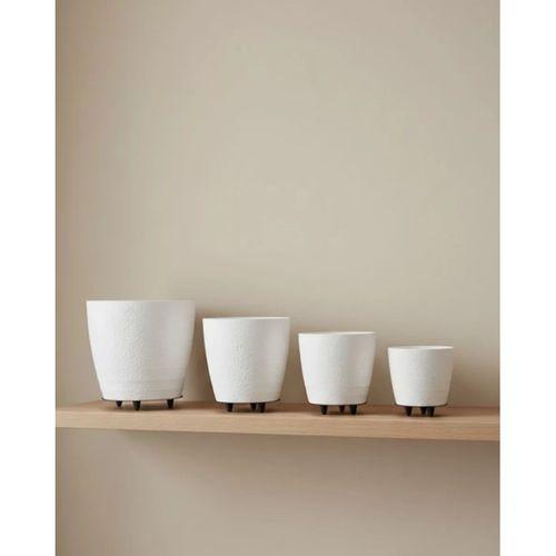 4’lü 3d Beyaz Dekoratif Vazo Seti Modern Ayaklı Şık Saksı Takımı