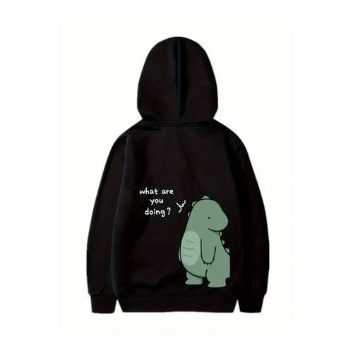 Sevgililer Günü Baskılı Oversize Kapüşonlu Sweatshirt Hoodie - Siyah