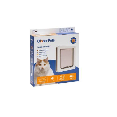 Beeztees CatMate Kedi Kapısı, Büyük, Çift Yönlü, 4 fonksiyonlu, Beyaz, 23,5x25,2cm