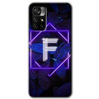 Redmi Note 11T Kılıf HD Desen Baskılı Arka Kapak - Dark Neon Yaprak F Harfi + Kırılmaz Cam