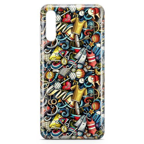Samsung Galaxy A70 Kılıf Dambıl Bilardo Doodle Arka Kapak Koruma Desenli Full Koruyucu