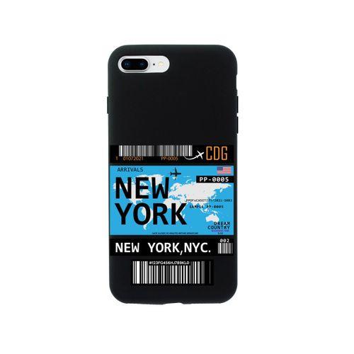 iPhone 8 Plus New York Bilet Tasarımlı Siyah Telefon Kılıfı
