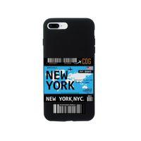 iPhone 8 Plus New York Bilet Tasarımlı Siyah Telefon Kılıfı