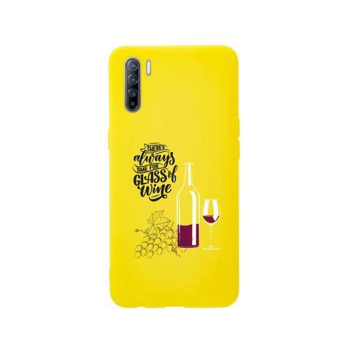 Oppo Reno 3 Wine And Grape Premium Silikonlu Sarı Telefon Kılıfı