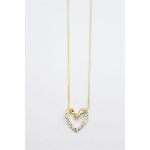 Taşlı Kalp Kolye - Altın