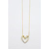 Taşlı Kalp Kolye - Altın
