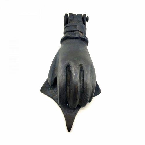 Antika Tarz Dekoratif Pirinç El Kapı Tokmağı, Taktak - 167x75 Mm, Oksit