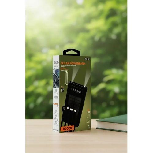10000mah Güneş Enerjili Taşınabilir Şarj Cihazı - Çift Led Fenerli, Lcd , 2 Usb-c Powerbank