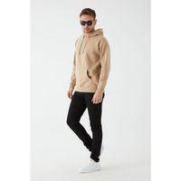 Unisex Oversize Kanguru Cep Kapüşonlu Sweat, Sütlü Kahve Renk, S M L XL Beden Sweat