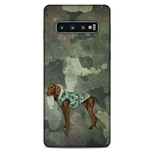 Samsung Galaxy S10 Kılıf Köpek Kıyafetleri (49) Ultra Silikon Kılıf Kamuflaj Mont