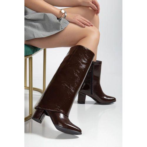 Wila Kahverengi Parlak Topuklu Tak Çıkar Çizme