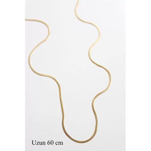 Uzun İnce İtalyan Zincir Kolye (60 cm) - Altın