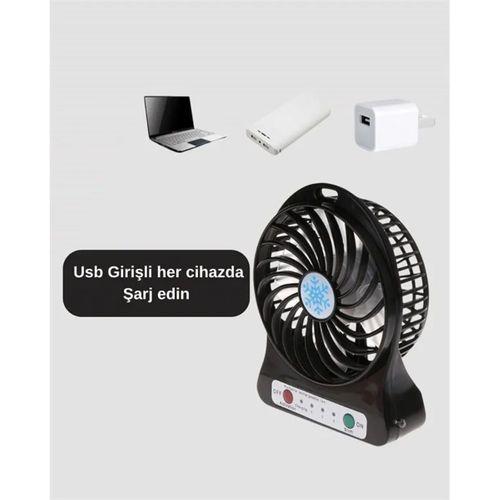 Usb Girişli Taşınabilir Masaüstü Mini Fan – 3 Kademeli Hız, Şarjlı, Işıklı, Sessiz Çalışma
