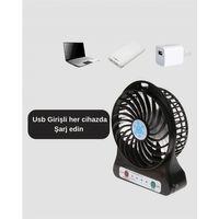 Usb Girişli Taşınabilir Masaüstü Mini Fan – 3 Kademeli Hız, Şarjlı, Işıklı, Sessiz Çalışma
