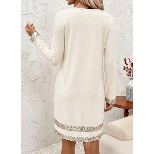 Kadın Uzun Kollu Bisiklet Yaka Mini Ithal Krep Elbise