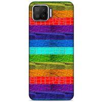 Oppo A73 Kılıf Patchwork (38) Neo Hybrid Kılıf Yeşil Kırmızı Mor