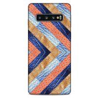 Samsung Galaxy S10 Kılıf Patchwork (3) Kapak Lacivert Turuncu