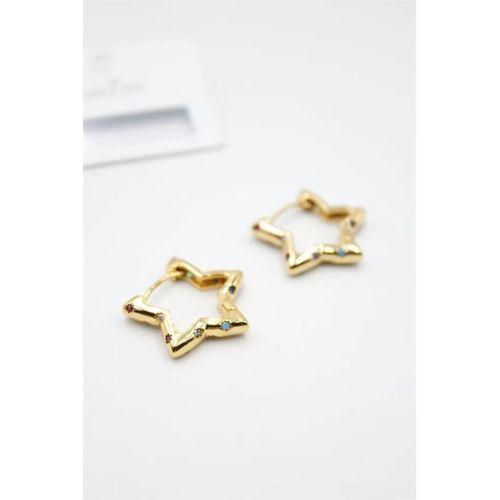 Taşlı Yıldız Küpe - Altın