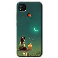 BeRa Aksesuar Xiaomi Redmi 9c Kılıf Baskılı Kapak - Kedili Kız +Tam Kaplayan Mat Seramik