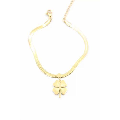 İtalyan Zincir Yonca Bileklik - Altın