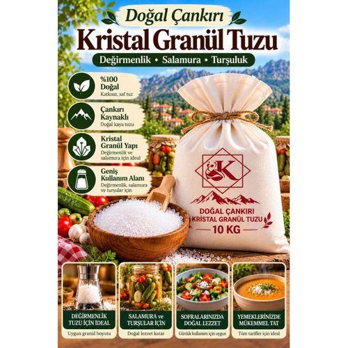 Doğal Çankırı Kristal Granül Kaya Tuzu 10 KG Değirmenlik Salamura Turşuluk
