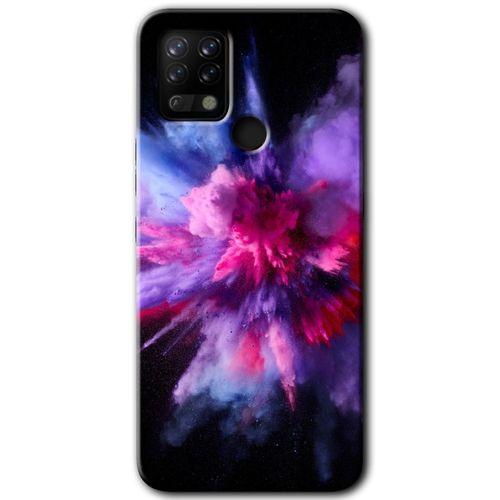 Tecno Pova Kılıf HD Desen Baskılı Arka Kapak - Color Splash Purple + Kırılmaz Cam