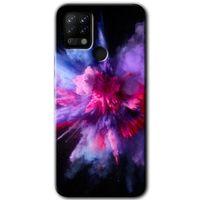 Tecno Pova Kılıf HD Desen Baskılı Arka Kapak - Color Splash Purple + Kırılmaz Cam