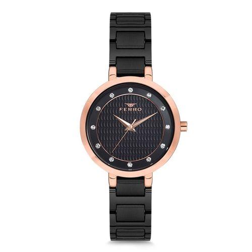 Ferro 33 mm Siyah Çelik Kordon Kadın Kol Saati F81969A-900-R F81969A-900-R