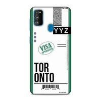 Samsung Galaxy M30S Kılıf Uçak Bileti Toronto Arka Kapak Koruma Desenli Full Koruyucu