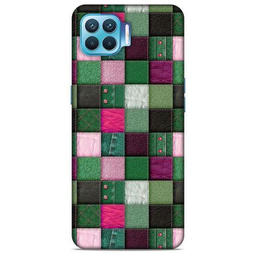 Oppo Reno 4 Lite Kılıf Patchwork (34) Slim Armor Kılıf Yeşil Fuşya