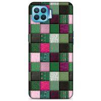 Oppo Reno 4 Lite Kılıf Patchwork (34) Slim Armor Kılıf Yeşil Fuşya