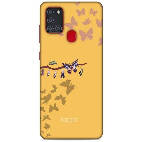 Samsung Galaxy A21s Kılıf Kelebek Etkisi (46) Core Armor Kılıf Yeşil Sarı