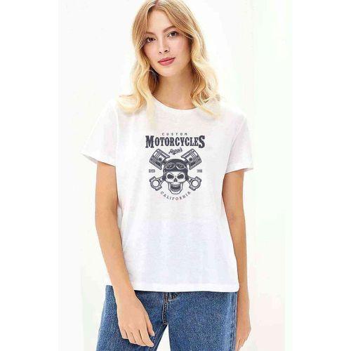 American Moto Costume Repair Baskılı Beyaz Kadın Tshirt