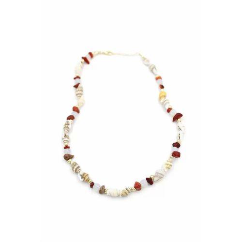 Kırıktaşlı Deniz Kabuğu Kolye - Kırmızı