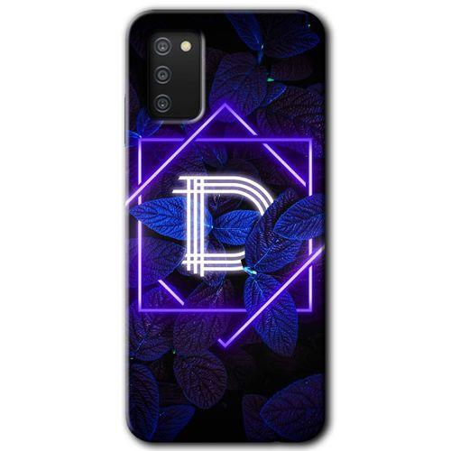 Potkal Hediye Fabrikası Samsung Galaxy A02s Kılıf HD Desen Baskılı Arka Kapak - Dark Neon Yaprak D Harfi