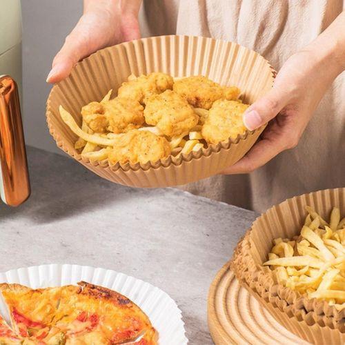 50 Adet 20 cm Air Fryer Pişirme Kağıdı Tek Kullanımlık Yağ Geçirmez Yuvarlak Tabak Model PVC
