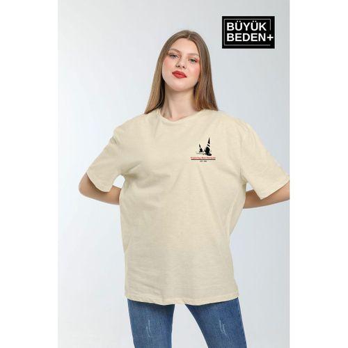 Süperlife Kadın Büyük Beden Yelken Baskılı 3xl-6xl Bisiklet Yaka Tshırt SPR26BTSK510-11