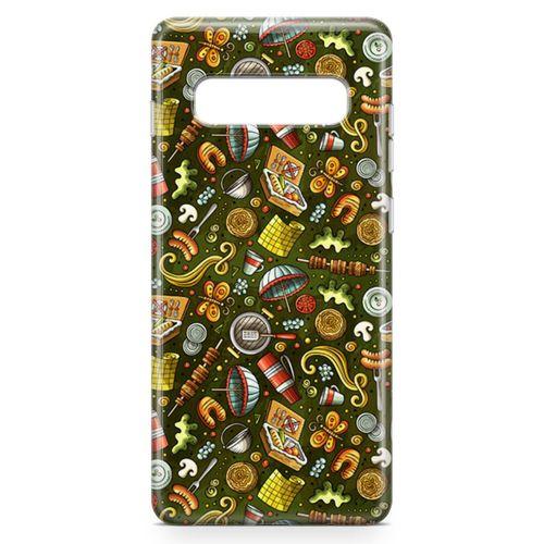 Samsung Galaxy S10 Plus Kılıf Barbekü Doodle Arka Kapak Koruma Desenli Full Koruyucu