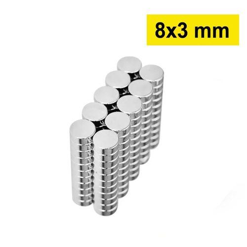 50 Adet 8x3mm Yuvarlak Neodyum Mıknatıs Güçlü Nikel Kaplamalı Kaliteli Dayanıklı Magnet
