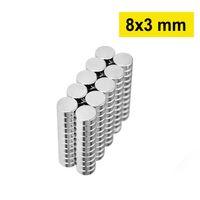50 Adet 8x3mm Yuvarlak Neodyum Mıknatıs Güçlü Nikel Kaplamalı Kaliteli Dayanıklı Magnet