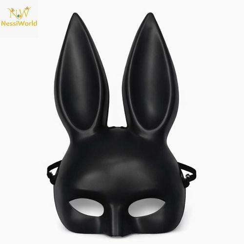 Uzun Kulaklı Siyah Lüks Tavşan Maskesi