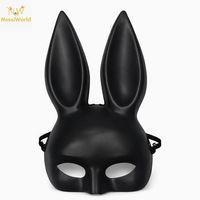 Uzun Kulaklı Siyah Lüks Tavşan Maskesi