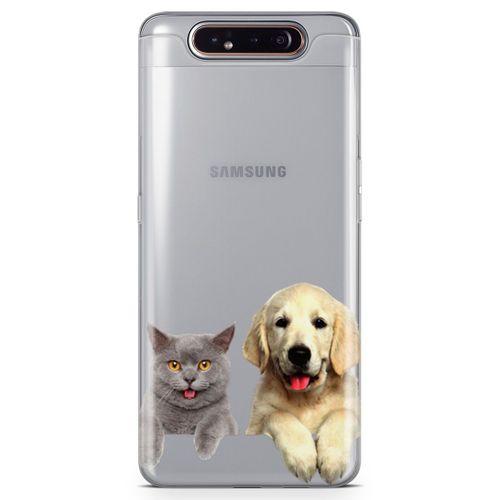 Samsung Galaxy A80 Kılıf Scottish Fold Kedi Ve Köpek Arka Kapak Koruma Desenli Full Koruyucu