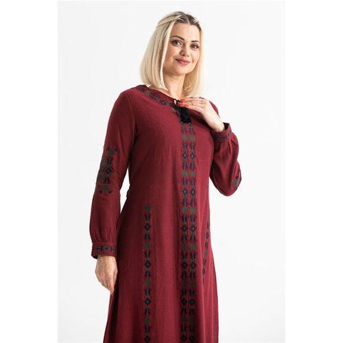 Uzun Kol Mahur Pazen Uzun Sonbahar ve Kışlık Elbise Bordo Brd