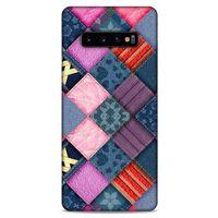 Samsung Galaxy S10 Plus Kılıf Patchwork (39) Liquid Crystal Kılıf Şeker Pembe Bordo