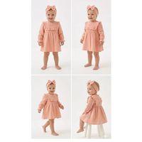 6-24 Ay Müslin Keten Pamuk Bandanalı Bebek Elbise